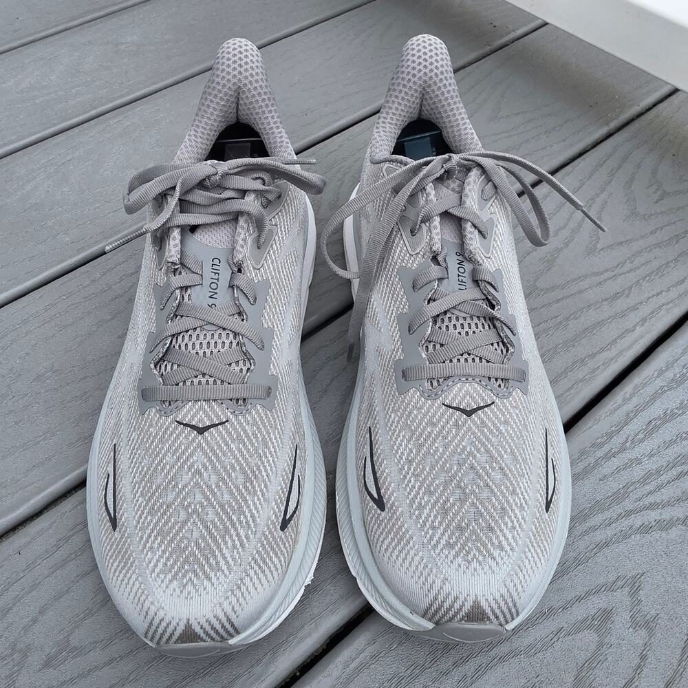 Hoka One Men's Clifton 9 Running Shoes Gray/Blk, Size 10.5